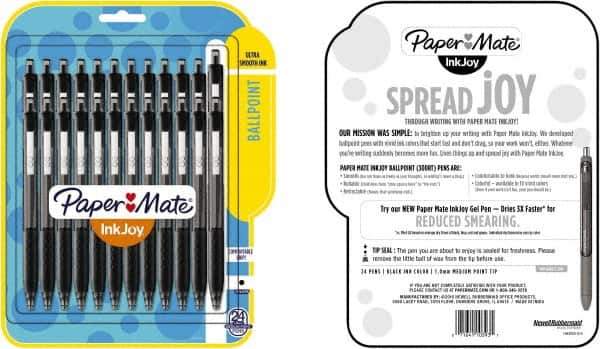 Paper Mate - 1mm Ball Point Retractable Ball Point Pen - Black - Industrial Tool & Supply