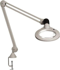 Vision Engineering - 45" Arm, Spring Suspension, Clamp Mount, LED, Light Gray, Magnifying Task Light - 9 Watts, 120 Volts, 1.75x Magnification - Industrial Tool & Supply