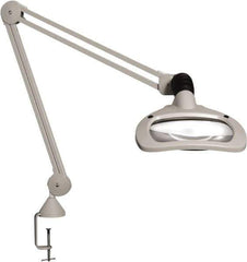 Vision Engineering - 45" Arm, Spring Suspension, Clamp Mount, LED, Light Gray, Magnifying Task Light - 6 Watts, 120 Volts, 2.25x Magnification - Industrial Tool & Supply