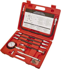 Lang - 8 Piece Dial Engine Compression Test Kit - 300 Max Pressure, 0 to 300 PSI (0 to 21 Kg/cm2) Scale - Industrial Tool & Supply