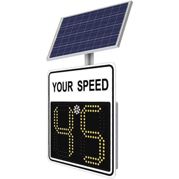 TrafficLogix - "Your Speed", 28" Wide x 28" High, Aluminum Speed Limit Signs - Black on White, High Intensity Reflectivity, Square, Post Mount - Industrial Tool & Supply