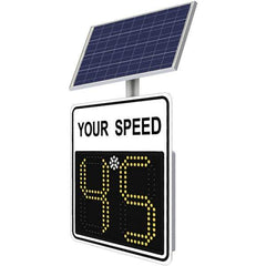 TrafficLogix - "Your Speed", 28" Wide x 28" High, Aluminum Speed Limit Signs - Black on White, High Intensity Reflectivity, Square, Post Mount - Industrial Tool & Supply