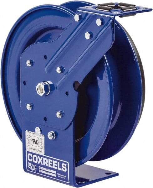 CoxReels - 10 AWG, 50' Cable Length, Cord & Cable Reel without Cable - 0 Outlets, 35 Amps, 115 Volts, SO Cable, Blue Reel, Spring Driven Reel - Industrial Tool & Supply