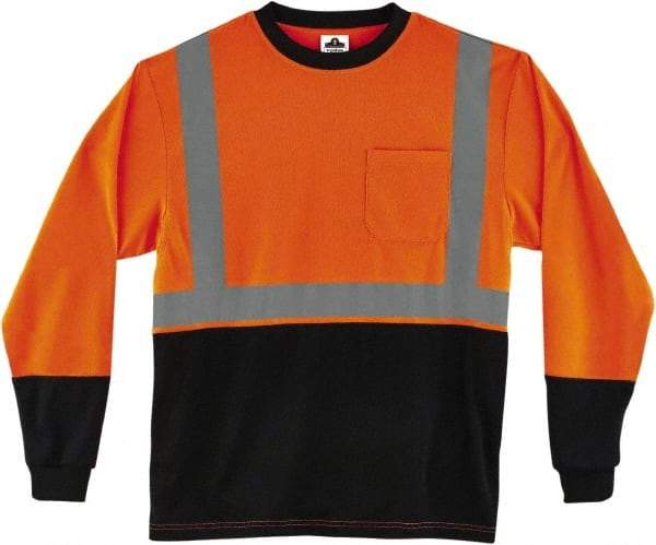 Ergodyne - Size 4XL, Hi-Viz Orange, High Visibility, Long Sleeve T-Pocket, - 58" Chest, 1 Pocket, Polyester - Industrial Tool & Supply