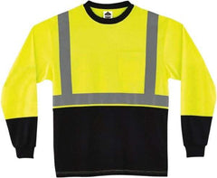Ergodyne - Size 5XL, Hi-Viz Lime, High Visibility, Long Sleeve T-Pocket, - 62" Chest, 1 Pocket, Polyester - Industrial Tool & Supply
