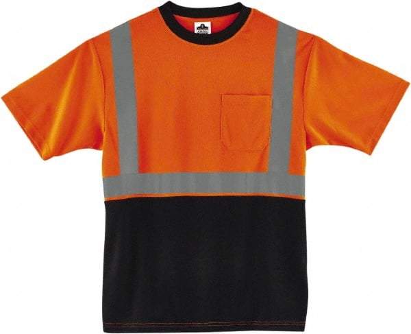Ergodyne - Size L, Hi-Viz Orange, High Visibility, Short Sleeve T-Pocket, - 42" Chest, 1 Pocket, Polyester - Industrial Tool & Supply