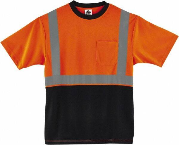 Ergodyne - Size 5XL, Hi-Viz Orange, High Visibility, Short Sleeve T-Pocket, - 62" Chest, 1 Pocket, Polyester - Industrial Tool & Supply