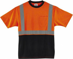 Ergodyne - Size 3XL, Hi-Viz Orange, High Visibility, Short Sleeve T-Pocket, - 54" Chest, 1 Pocket, Polyester - Industrial Tool & Supply