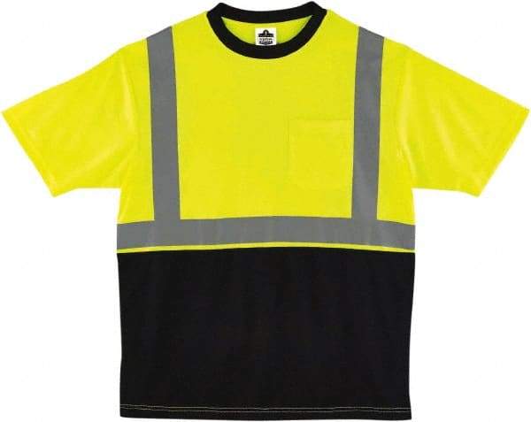 Ergodyne - Size XL, Hi-Viz Lime, High Visibility, Short Sleeve T-Pocket, - 46" Chest, 1 Pocket, Polyester - Industrial Tool & Supply