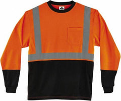 Ergodyne - Size 5XL, Hi-Viz Orange, High Visibility, Long Sleeve T-Pocket, - 62" Chest, 1 Pocket, Polyester - Industrial Tool & Supply