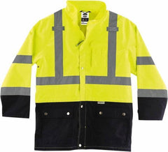 Ergodyne - Size L, Lime, Rain Jacket - 3 Pockets, Rollaway Hood - Industrial Tool & Supply