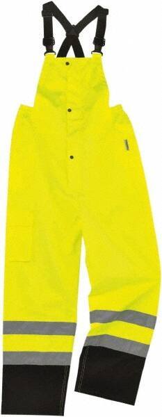 Ergodyne - Size S, Lime, Rain Bib Overall - 1 Pocket - Industrial Tool & Supply