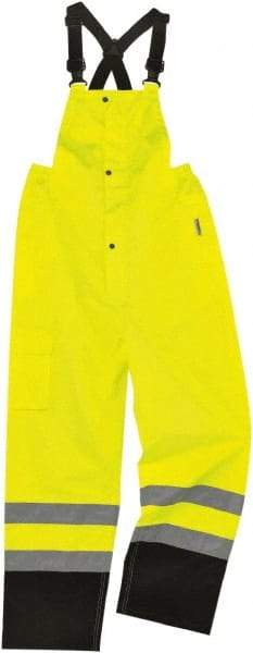 Ergodyne - Size 4XL, Lime, Rain Bib Overall - 1 Pocket - Industrial Tool & Supply
