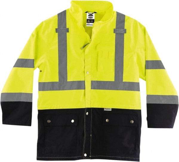 Ergodyne - Size 3XL, Lime, Rain Jacket - 3 Pockets, Rollaway Hood - Industrial Tool & Supply