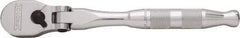 Proto - 3/8" Drive Pear Head Ratchet - Full Polish Chrome Finish, 7" OAL, 90 Gear Teeth, Standard Handle, Reversible Flex Head - Industrial Tool & Supply