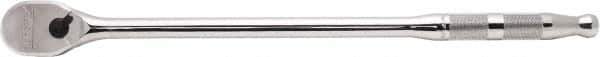 Proto - 1/4" Drive Pear Head Ratchet - Full Polish Chrome Finish, 9" OAL, 90 Gear Teeth, Long Handle, Reversible Head - Industrial Tool & Supply