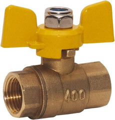Value Collection - 1" Pipe, Full Port, Brass Standard Ball Valve - 2 Piece, FNPT x FNPT Ends, Tee Handle, 400 WOG, 150 WSP - Industrial Tool & Supply