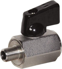 Value Collection - 1/8" Pipe, Full Port, Stainless Steel Miniature Ball Valve - Inline - Two Way Flow, MNPT x FNPT Ends, Wedge Handle, 1,000 WOG, 150 WSP - Industrial Tool & Supply
