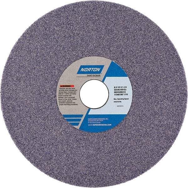 Norton - 7" Diam x 1-1/4" Hole x 1/2" Thick, H Hardness, 46 Grit Surface Grinding Wheel - Aluminum Oxide, Type 1, Coarse Grade, Vitrified Bond - Industrial Tool & Supply