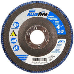 Norton - 4-1/2" 80 Grit 7/8" Center Hole Type 27 Zirconia Alumina Flap Disc - Industrial Tool & Supply