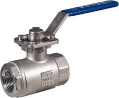 BONOMI - 3/4" Pipe, Full Port, Stainless Steel Full Port Ball Valve - 2 Piece, NPT Ends, Lever Handle, 3,000 WOG - Industrial Tool & Supply