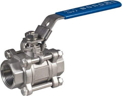 BONOMI - 3/4" Pipe, Full Port, Stainless Steel Full Port Ball Valve - 2 Piece, NPT Ends, Locking Lever Handle, 1,500 WOG, 150 WSP - Industrial Tool & Supply