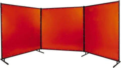 Steiner - 8' Wide x 8' High, 14mm Thickness, Transparent Vinyl Portable Welding Screen - Orange - Industrial Tool & Supply
