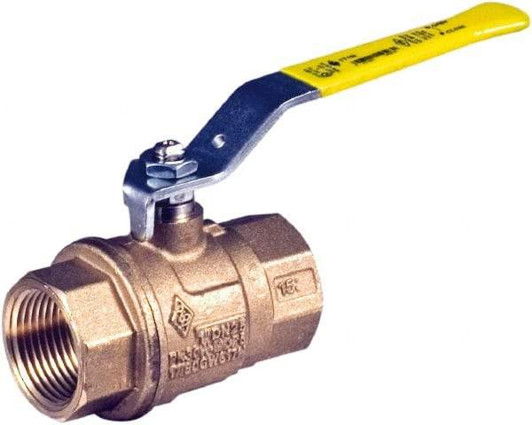 BONOMI - 3/4" Pipe, Full Port, Brass Full Port Ball Valve - Bi-Directional, NPT Ends, Lever Handle, 600 WOG, 150 WSP - Industrial Tool & Supply