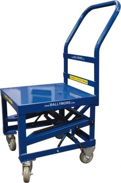 Ballymore - 400 Lb Capacity, 20" Wide x 27" Long x 42" High Mobile Cart - 1 Shelf, Steel, 2 Rigid/2 Swivel Casters - Industrial Tool & Supply