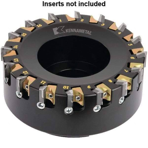 Kennametal - 6 Inserts, 2-1/2" Cut Diam, 1" Arbor Diam, 1/4" Max Depth of Cut, Indexable Square-Shoulder Face Mill - 0° Lead Angle, 2" High, KSDR100031E1W4S Insert Compatibility, Series KBDM - Industrial Tool & Supply