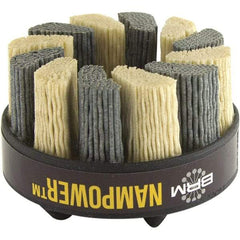 Brush Research Mfg. - 3" 320 Grit Ceramic/Silicon Carbide Straight Disc Brush - Medium Grade, Drive Arbor Connector, 0.7087" Trim Length, 0.63" Shank Diam, 0.63" Arbor Hole - Industrial Tool & Supply