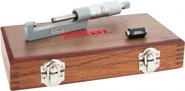 SPI - 1 to 2" Range, Mechanical Hub Micrometer - 0.0001" Graduation, 0.0002" Accuracy, Rotating Spindle - Industrial Tool & Supply