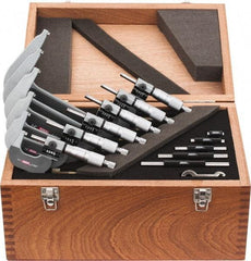 SPI - 0 to 6" Range, 6 Piece Mechanical Outside Micrometer Set - 0.0001" Graduation, 0.0001, 0.0002" Accuracy, Ratchet Stop Thimble, Carbide Face - Industrial Tool & Supply