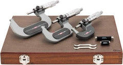 SPI - 0 to 3" Range, 3 Piece Mechanical Outside Micrometer Set - 0.0001" Graduation, 0.0001, 0.0002" Accuracy, Ratchet Stop Thimble, Carbide Face - Industrial Tool & Supply