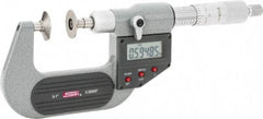 SPI - 0 to 1", IP54, Ratchet Stop Thimble, Electronic Disc Micrometer - 0.0001" Accuracy, 0.79" Disc, 0.00005" Resolution, 0.31" Spindle Diam, Steel Face, NIST Traceability Certification Included - Industrial Tool & Supply
