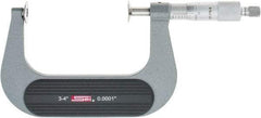 SPI - 3 to 4", Ratchet Stop Thimble, Mechanical Disc Micrometer - 0.0002" Accuracy, 0.79" Disc, 0.0001" Resolution, 0.31" Spindle Diam, Steel Face, NIST Traceability Certification Included - Industrial Tool & Supply