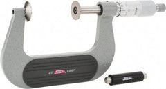 SPI - 2 to 3", Ratchet Stop Thimble, Mechanical Disc Micrometer - 0.0002" Accuracy, 0.79" Disc, 0.0001" Resolution, 0.31" Spindle Diam, Steel Face, NIST Traceability Certification Included - Industrial Tool & Supply