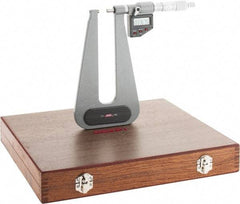 SPI - 0 to 1" Range, 0.00005" Resolution, Deep Throat IP65 Electronic Outside Micrometer - 0.0003" Accuracy, Ratchet Stop Thimble, Carbide Face, LR44 Battery, Includes NIST Traceable Certification of Inspection - Industrial Tool & Supply