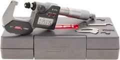 SPI - 0 to 1" Range, 0.00005" Resolution, Standard Throat IP65 Electronic Outside Micrometer - 0.0001" Accuracy, Ratchet Stop Thimble, Carbide Face, LR44 Battery, Includes NIST Traceable Certification of Inspection - Industrial Tool & Supply