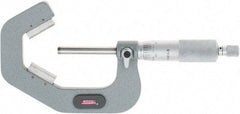 SPI - 1 to 2 Inch Measurement, 3 Flutes Measured, Ratchet Stop Thimble, Mechanical V Anvil Micrometer - 0.0002 Inch Accuracy, Carbide Face - Industrial Tool & Supply