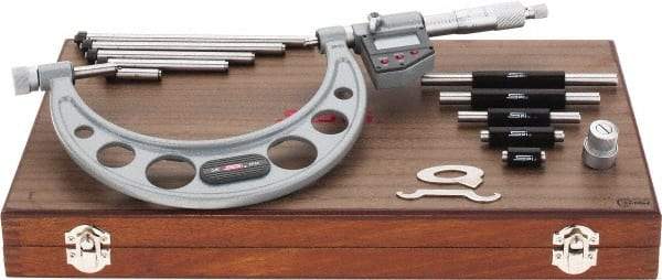 SPI - Electronic, 0 to 6 Range, Carbide Face Interchangeable Anvil Micrometer - 0.0002" Accuracy, 0.00005" Graduation - Industrial Tool & Supply