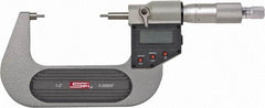 SPI - 0 to 1 Inch, 1.26 Inch Throat Depth, Electronic Spline Micrometer - 0.0001 Inch Accuracy, 0.00005 Inch Graduation, 0.25 Inch Spindle Diameter, 3mm Head Diameter, Ratchet Stop Thimble, Data Output - Industrial Tool & Supply