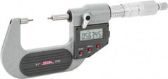 SPI - 0 to 1 Inch, 1.26 Inch Throat Depth, Electronic Spline Micrometer - 0.0001 Inch Accuracy, 0.00005 Inch Graduation, 0.25 Inch Spindle Diameter, 2mm Head Diameter, Ratchet Stop Thimble, Data Output - Industrial Tool & Supply