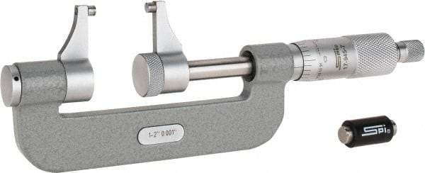 SPI - 1 to 2" Range, 0.001" Graduation, Mechanical Outside Micrometer - Ratchet Stop Thimble, Accurate to 0.00025" - Industrial Tool & Supply