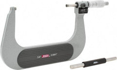 SPI - 5 to 6" Range, 0.0001" Graduation, Mechanical Outside Micrometer - Ratchet Stop Thimble, 3.23" Throat Depth, Accurate to 0.0002", Digital Counter - Industrial Tool & Supply