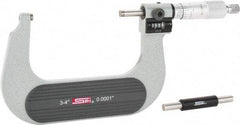SPI - 3 to 4" Range, 0.0001" Graduation, Mechanical Outside Micrometer - Ratchet Stop Thimble, 2-1/4" Throat Depth, Accurate to 0.0002", Digital Counter - Industrial Tool & Supply