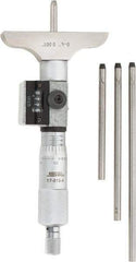 SPI - 0 to 4" Range, 4 Rod, Mechanical Depth Micrometer - Ratchet Stop Thimble, 2-1/2" Base Length, 0.001" Graduation, 4.5mm Rod Diam - Industrial Tool & Supply
