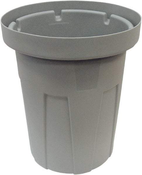 Made in USA - 40 Gal Gray Round Trash Can - Polyethylene, None Graphic, Lid Not Included - Industrial Tool & Supply