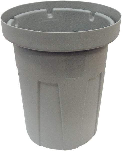Made in USA - 35 Gal Gray Round Trash Can - Polyethylene, None Graphic, Lid Not Included - Industrial Tool & Supply