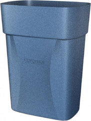 Made in USA - 14 Qt Blue Rectangle Trash Can - Polyethylene, None Graphic, Lid Not Included - Industrial Tool & Supply